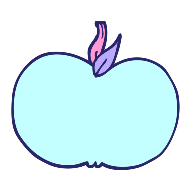 çizgi film karalaması parlak neon renginde sulu elma