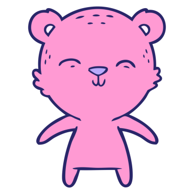 Parlak neon renkli mutlu çizgi film ayısı