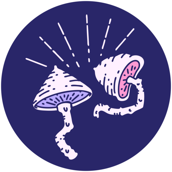 Parlak neon renkli dövme mantarlarının simgesi