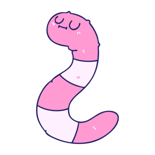 Parlak neon renkli el çizimi tuhaf çizgi film solucanı.