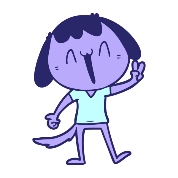 parlak neon renkli gülen köpek çizgi filmi