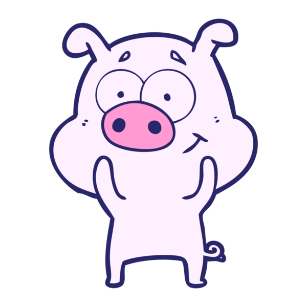 Parlak neon renkli mutlu çizgi film domuzu