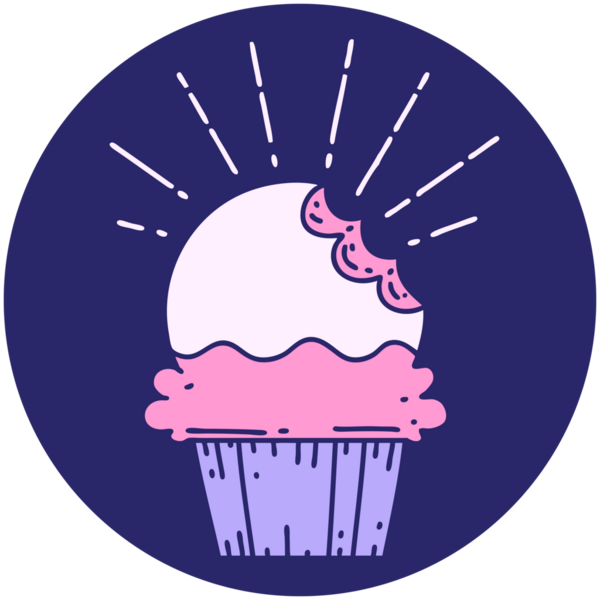 Parlak neon renkli ısırık izi olmayan dövme stili kekin simgesi