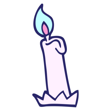 El çizimi çizgi film tarzı parlak neon renkli doğum günü mumu.