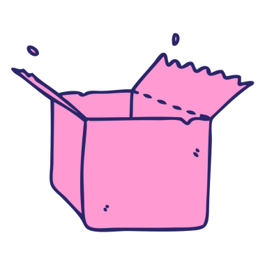 El çizimi tuhaf çizgi film açık kutu parlak neon rengi