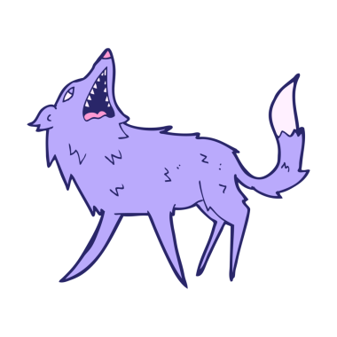 çizgi film parlak neon rengi içinde kurt avlıyor