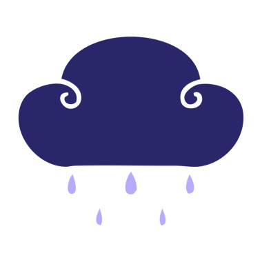 Parlak neon renkli garip yağmur bulutu çizilmiş el çizimi