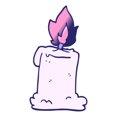 çizgi film karalaması parlak neon renkli mum yaktı.