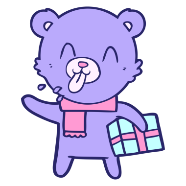 Parlak neon renkli kaba çizgi film ayısı