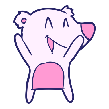 Parlak neon renkli gülen kutup ayısı çizgi filmi