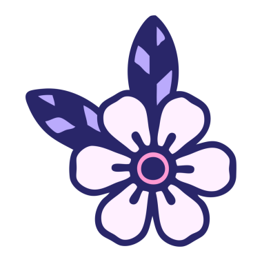 Parlak neon renkli bir çiçeğin ikonik dövme görüntüsü