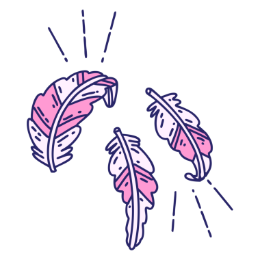 Parlak neon renginde yüzen geleneksel dövme tüylerinin çizimi