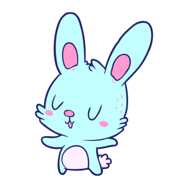 Parlak neon renkli şirin çizgi film tavşanı.