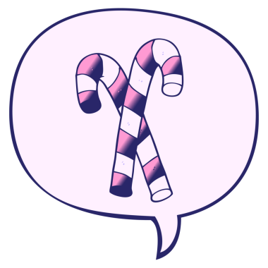 parlak neon rengi yumuşak eğimli konuşma baloncuğu ile çizgi film şeker bastonları