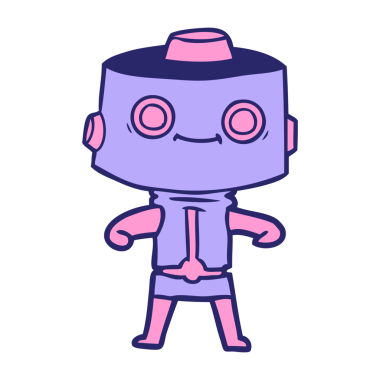 parlak neon renkli çizgi film robotu