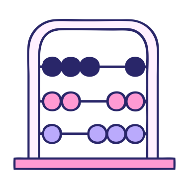 Matematik abaküsünün parlak neon renkli şirin karikatürü.