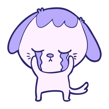 Parlak neon renkli şirin köpek yavrusu ağlayan çizgi film