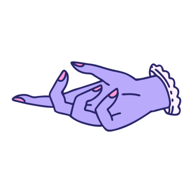 Parlak neon renkli bir elin ikonik dövme şekli