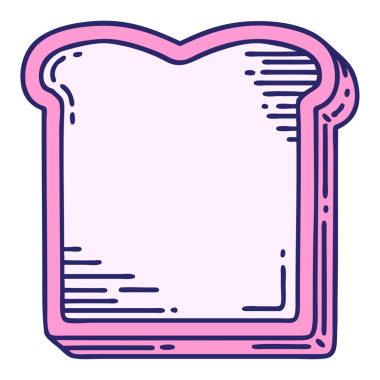 Parlak neon renkli geleneksel ekmek dilimi şeklinde dövme.