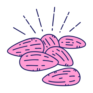 Parlak neon renkli geleneksel dövme bademlerinin çizimi