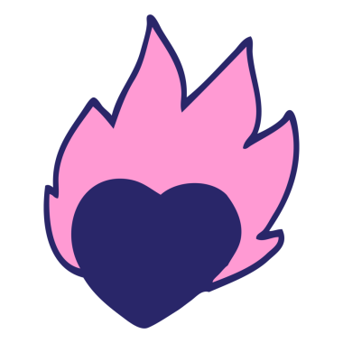 çizgi film karalaması parlak neon renginde yanan kalp