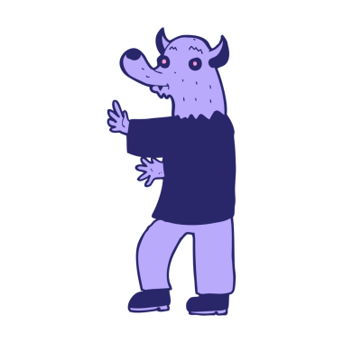 parlak neon renkli kurtadam çizgi filmi