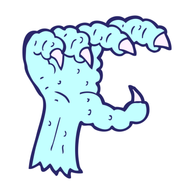 çizgi film canavarı pençesi parlak neon rengi