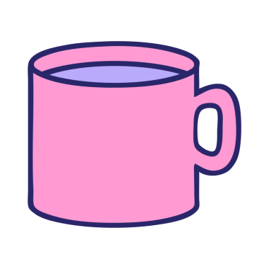 Parlak neon renkli kahve fincanının ikonik dövme şekli