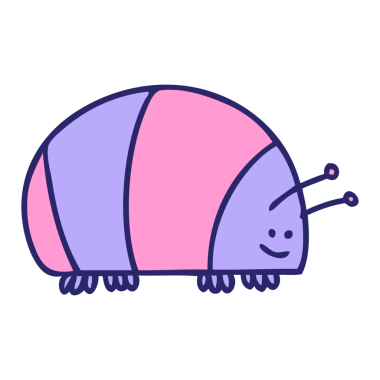 Parlak neon renkli el çizimi garip çizgi film böceği.