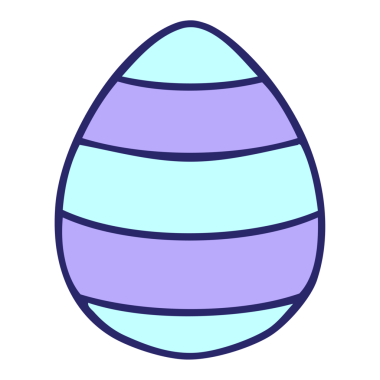 El çizimi karikatür Paskalya yumurtası. Parlak neon rengi.