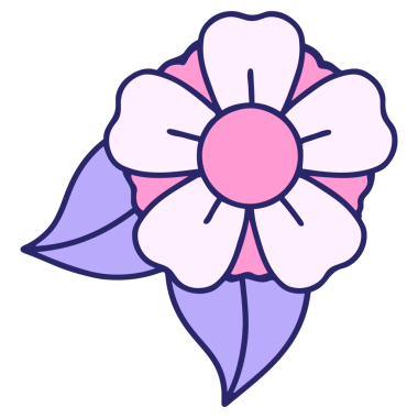 Parlak neon renkli geleneksel dövme çiçekleri