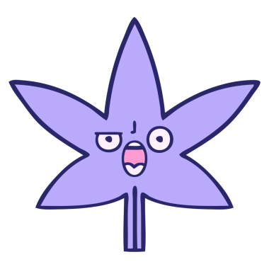 Parlak neon rengi bir sonbahar yaprağının sevimli karikatürü