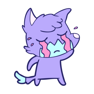 üzgün küçük tilki çizgi film karakteri parlak neon renkli