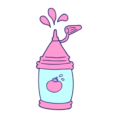 parlak neon renkli ketçap şişesi