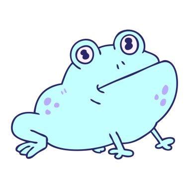 Parlak neon renkli el çizimi garip çizgi film kurbağası.