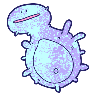 parlak neon renkli çizgi film mikrobu