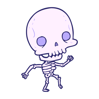 Parlak neon rengi dans eden şirin bir iskelet.