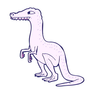 parlak neon renginde bir dinozor çizgi filmi