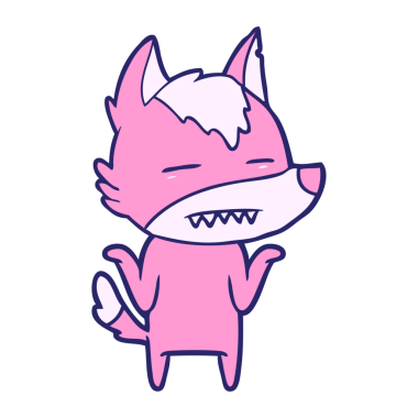 çizgi film kurdu parlak neon renkli dişlerini gösteriyor.