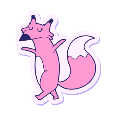 Parlak neon renkli bir tilki çizgi film çıkartması