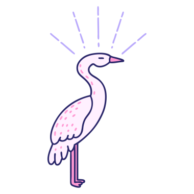 Parlak neon renkli leylek duruşu geleneksel dövme tarzının gösterimi