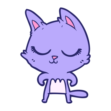 Sakin çizgi film kedisi parlak neon renkli