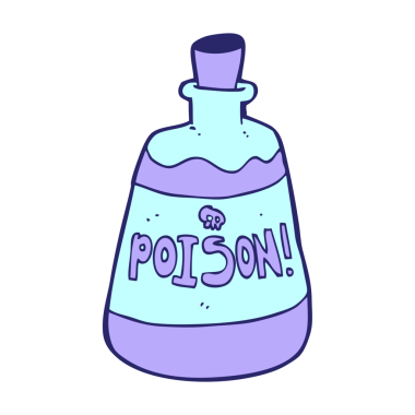 parlak neon renkli bir zehir şişesi.