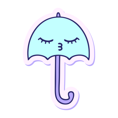 Parlak neon renkli şirin bir şemsiye çıkartması.