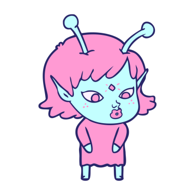 Parlak neon renkli güzel uzaylı kız.