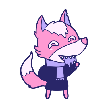 Fox çizgi film karakteri parlak neon rengi