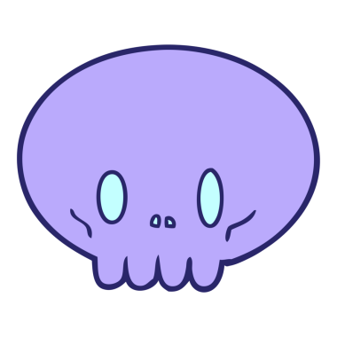 parlak neon renkli karikatür kafatası