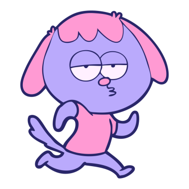 parlak neon renkli sıkılmış köpek çizgi filmi