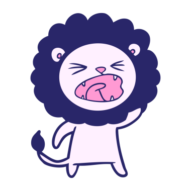 parlak neon renkli kızgın aslan çizgi filmi