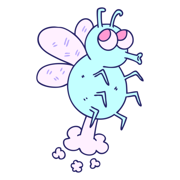 El çizimi tuhaf çizgi film parlak neon renginde uçar